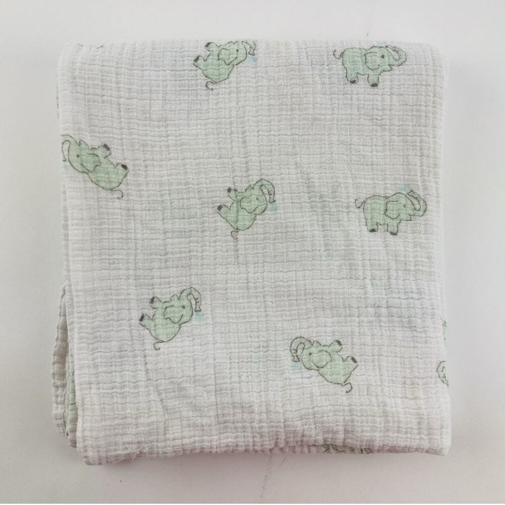 Aden + Anais Baby Blanket Green Elephant Spraying Water Muslin Swaddle Lovey Min